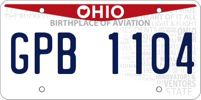 OH license plate GPB1104