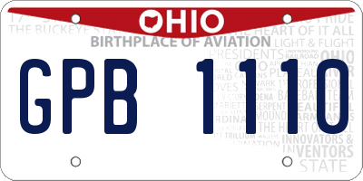 OH license plate GPB1110