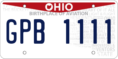 OH license plate GPB1111