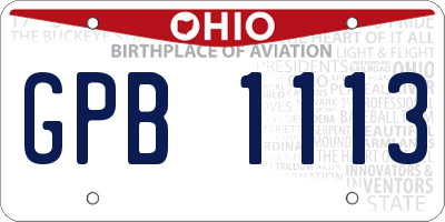 OH license plate GPB1113