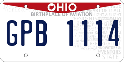 OH license plate GPB1114