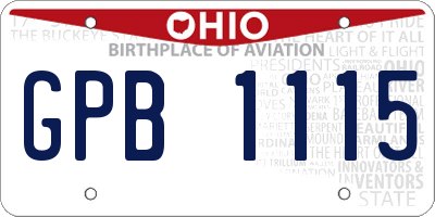 OH license plate GPB1115