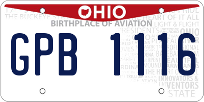 OH license plate GPB1116