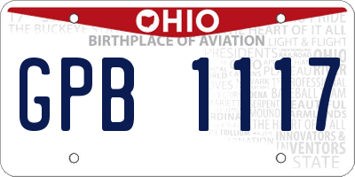 OH license plate GPB1117