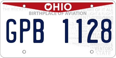 OH license plate GPB1128