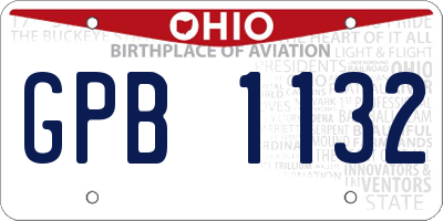 OH license plate GPB1132