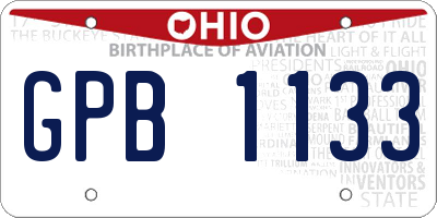 OH license plate GPB1133