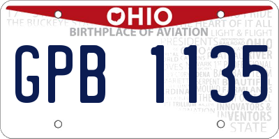 OH license plate GPB1135
