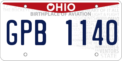 OH license plate GPB1140