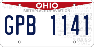 OH license plate GPB1141