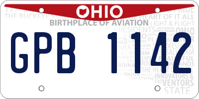 OH license plate GPB1142