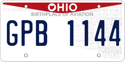 OH license plate GPB1144