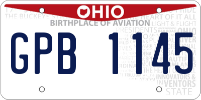 OH license plate GPB1145