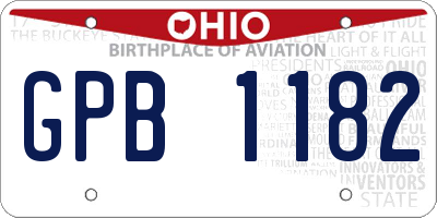 OH license plate GPB1182