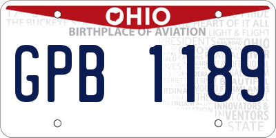 OH license plate GPB1189