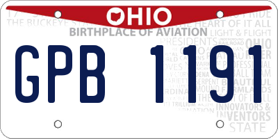 OH license plate GPB1191