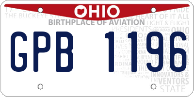 OH license plate GPB1196