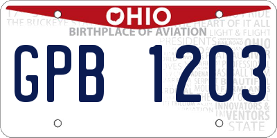 OH license plate GPB1203