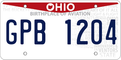 OH license plate GPB1204