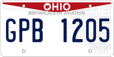OH license plate GPB1205