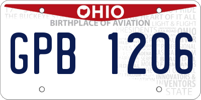 OH license plate GPB1206