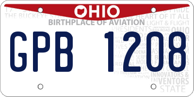 OH license plate GPB1208