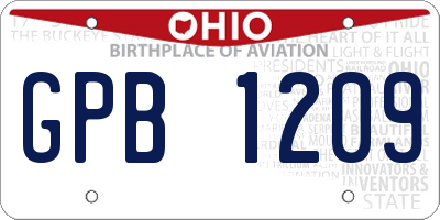OH license plate GPB1209