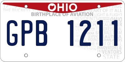OH license plate GPB1211