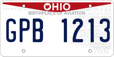 OH license plate GPB1213