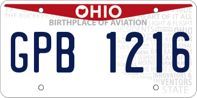 OH license plate GPB1216