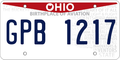 OH license plate GPB1217