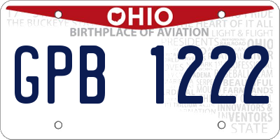 OH license plate GPB1222