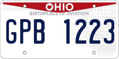 OH license plate GPB1223
