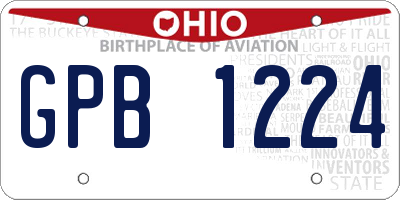 OH license plate GPB1224