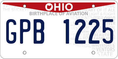OH license plate GPB1225
