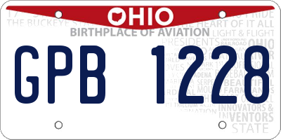 OH license plate GPB1228