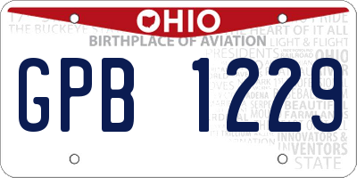 OH license plate GPB1229