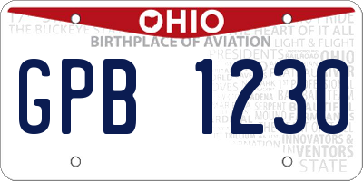 OH license plate GPB1230