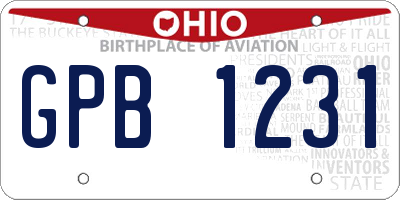 OH license plate GPB1231