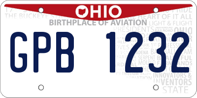 OH license plate GPB1232