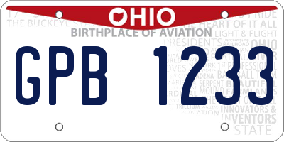 OH license plate GPB1233