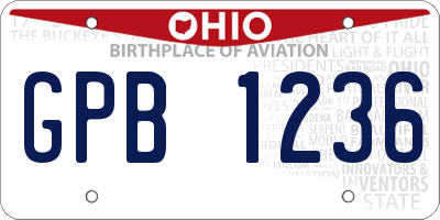 OH license plate GPB1236