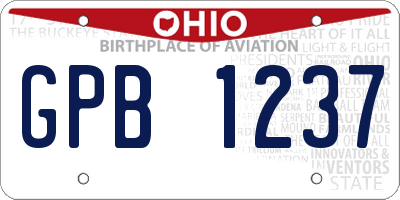 OH license plate GPB1237