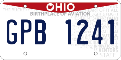 OH license plate GPB1241