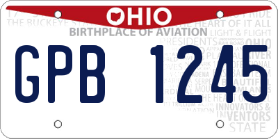 OH license plate GPB1245