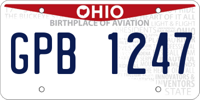 OH license plate GPB1247