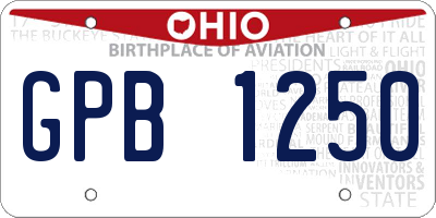 OH license plate GPB1250