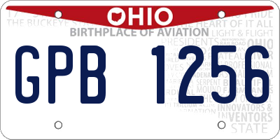 OH license plate GPB1256
