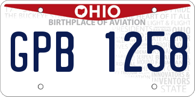 OH license plate GPB1258