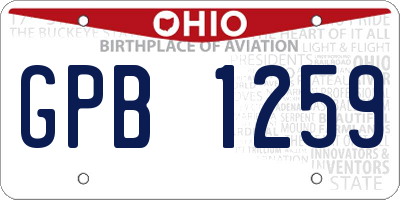 OH license plate GPB1259